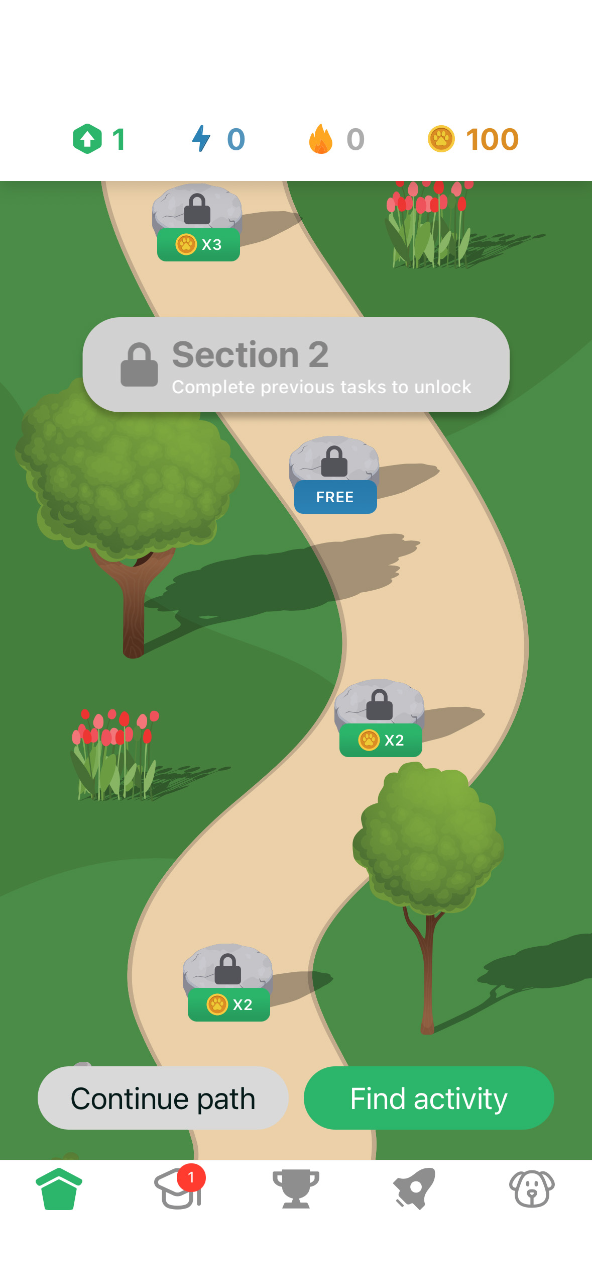 Unlock activities on your path